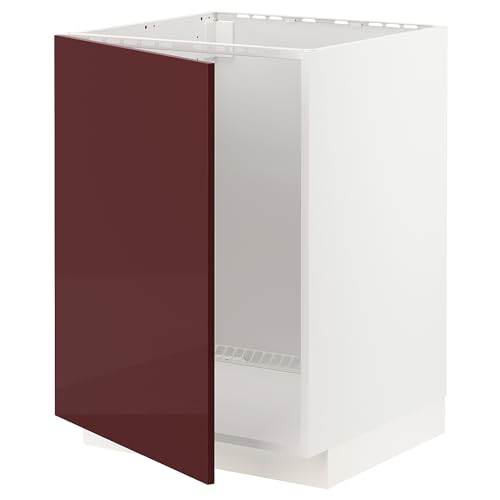 METOD Unterschrank für Waschbecken, 60x60 cm, Weiß Kallarp/Hochglanz Dunkelrotbraun von Generisch