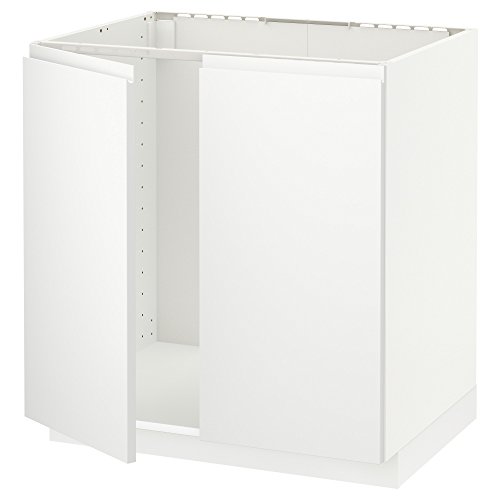 METOD Unterschrank für Waschbecken + 2 Türen, 80x60 cm, Weiß/Voxtorp Mattweiß von Generisch