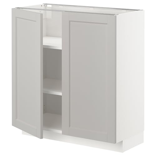 METOD Unterschrank mit Einlegeböden/2 Türen, 80x37 cm, Weiß/Lerhyttan Hellgrau von Generisch
