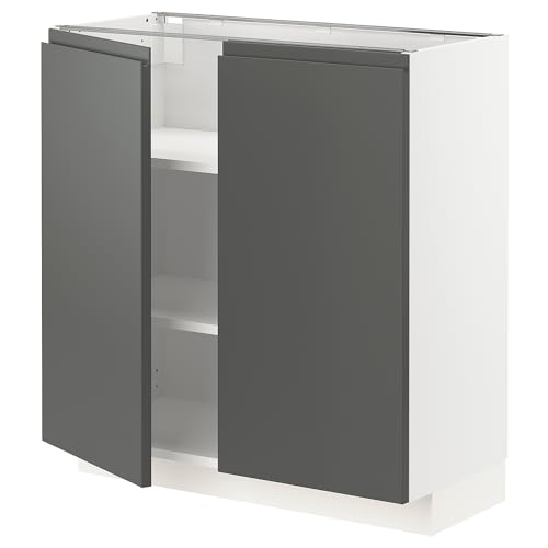 METOD Unterschrank mit Einlegeböden/2 Türen, 80x37 cm, Weiß/Voxtorp Dunkelgrau von Generisch