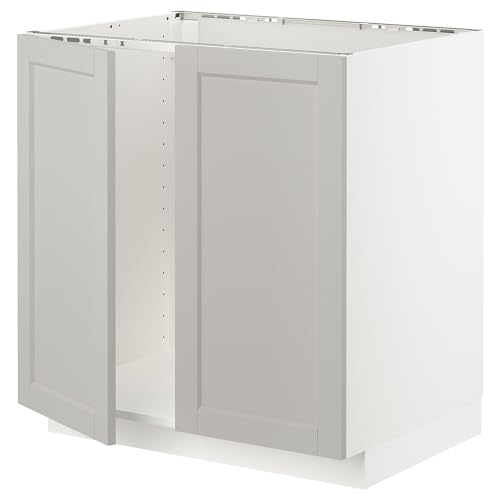 METOD Waschbeckenunterschrank + 2 Türen, 80x60 cm, Weiß/Lerhyttan Hellgrau von Generisch