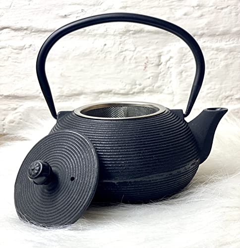 MF Japanische Gusseisen Teekanne mit Filter im asiatischen Stil mit Sieb schwarz 600 ml Teekessel Teebereiter Teezubereiter von Generisch