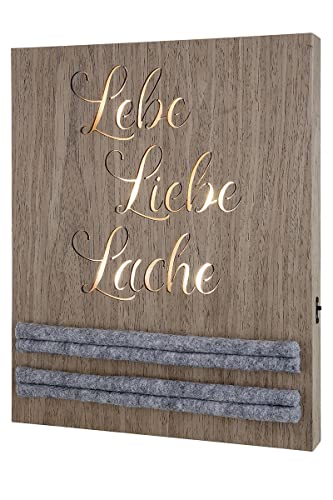 MF Schlüsselbrett Schlüsselbrett Lebe Liebe Lache mit Hintergrundbeleuchtung und Timer Höhe 30cm Schlüsselbox Key Box Schrift Relief Schlüssel, Weiß von Generisch