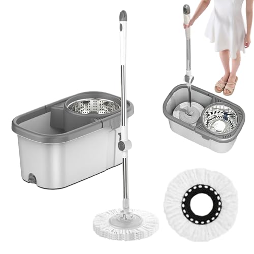 MOP MICROFASER - MOP FLAT PREMIUM | Set zur Bodenreinigung | rotierender Wischmopp und Eimer | Haushaltsreinigungswerkzeug mit 2 Ersatzköpfen für Wohnzimmer MOP MICROFASER - MOP FLAT PREMIUM | Set zur Bodenreinigung | rotierender Wischmopp und Eimer | Haushaltsreinigungswerkzeug mit 2 Ersatzköpfen für Wohnzimmer von Generisch