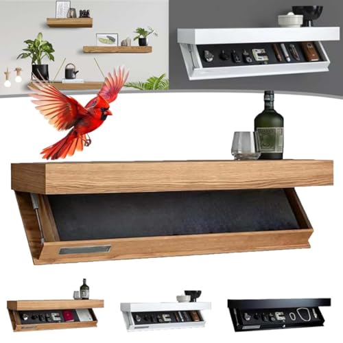 MagicFlap Designer Regal mit Geheimfach, Wall Hidden Shelf with Secret Compartment, Misorat Regal mit Geheimfach, Magic Flap Wandregal für Wohnzimmer oder Büro Moderne Wohnkultur (Holz) von Generisch