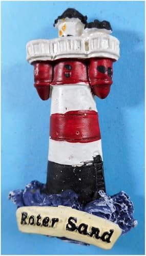 Magnet Leuchtturm Roter Sand 5,5 x 4 x 1,5 cm Kühlschrankmagnet Stadt Figur Deko SRBG J110 von Generisch