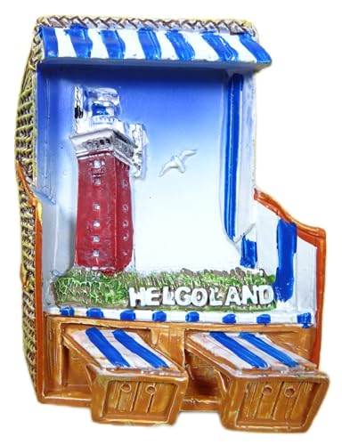 Magnet Souvenir Helgoland Strandkorb Leuchtturm 7 x 5 cm Kühlschrankmagnet Deko GCG K100362 von Generisch