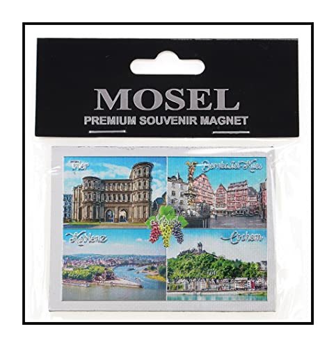 Magnet Souvenir Mosel 7,5 x 5,5 cm Kühlschrankmagnet Silber geprägt und glitzernd Deko GCG 10060 von Generisch