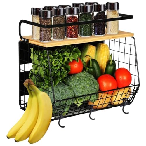 Magnetischer Kühlschrank-Organizer mit Holzdeckel, großer Aufbewahrungsbehälter für Obst, Kartoffeln und Zwiebeln, Gewürzhalter und Speisekammer, Aufbewahrungslösung Magnetischer Kühlschrank-Organizer mit Holzdeckel, großer Aufbewahrungsbehälter für Obst, Kartoffeln und Zwiebeln, Gewürzhalter und Speisekammer, Aufbewahrungslösung von Generisch