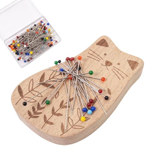 Magnetischer Nadelhalter | Holz Nadelnhalter In Tierform | Stecknadelkissen Mit 100 Nadeln Und Allzweck-Aufbewahrung Für Haarklammern Und Büroklammern Für Quilten Schneidern Nähen Sticken von Generisch
