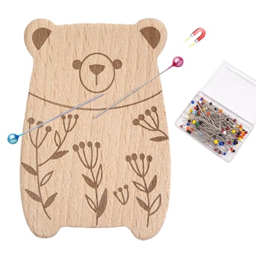 Magnetischer Stecknadelhalter für Nähen - Süßer magnetischer Holznadelkissen | Haarklemmen Aufbewahrung Büroklammern Organizer Vielseitiges Deko-Design Handarbeitszubehör Für Nähen Sticken Schneidern von Generisch