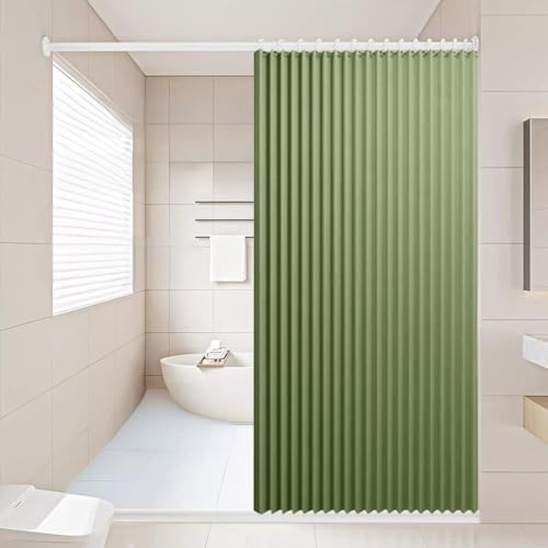 Magnetischer wasserdichter faltbarer Duschvorhang mit Haken, Polyester-Leinen, Nass- und Trockentrennung für Badezimmer, Grün, 80 x 180 cm, einfache Installation und stilvolles Design Magnetischer wasserdichter faltbarer Duschvorhang mit Haken, Polyester-Leinen, Nass- und Trockentrennung für Badezimmer, Grün, 80 x 180 cm, einfache Installation und stilvolles Design von Generisch