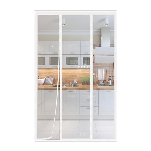 Magnetisches Fliegengitter-Tür-Moskitonetz für Balkon und Terrasse, 245 x 200 cm, Weiß, einfach zu installieren, Magnetverschluss, Insektenschutzvorhang von Generisch