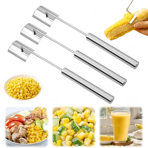 Maiskolben-Abbeizer, Edelstahl-Mais-Abisolierwerkzeug, Mais-Abisolierwerkzeug, Schneider zum Abschneiden von Maiskolben für Frauen, Zuhause, Essbegeisterte, Gadget (3 Stück) von Generisch