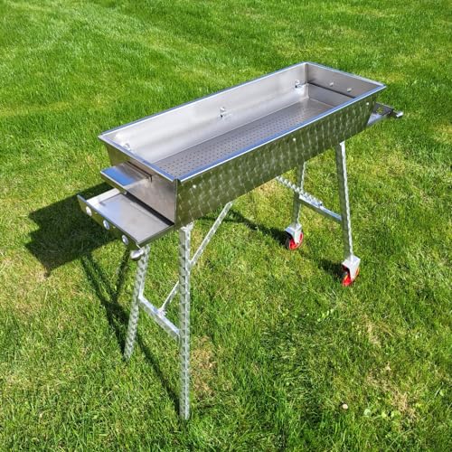 Mangal Elegant 80x30cm Edelstahl V2A Schaschlikgrill Holzkohlegrill Adana Grill Schaschlik Grillmeister-Schwab (Gesamthöhe 85cm) von Generisch