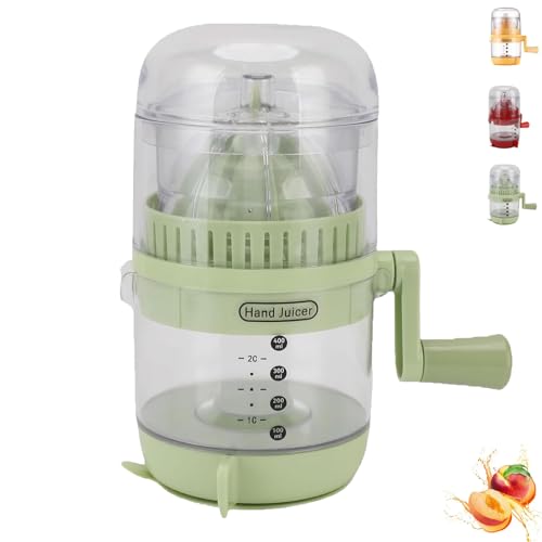 Manual Hand Crank Juicer-Portable Orange Squeezer Manual, 400ml Hand-Cranked Orange Lemon Squeezer with Calibrated Container, Easy to Clean & Durable (Green) von Generisch