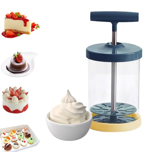 Manual Whipped Cream Dispenser - Ergonomic Comfort Handle Dispenser Made of Stainless Steel for Salad Dressings for Shop Kitchen Salad (Blue) von Generisch