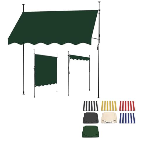 Manuell einziehbare Markise 1,5 x 1,2 m – UV-Schutz Sonnenschutz im Freien – verstellbare Pergola Abdeckung für Hinterhof, Garten, Balkon, maximale Höhe 310 cm (Grün) von Generisch