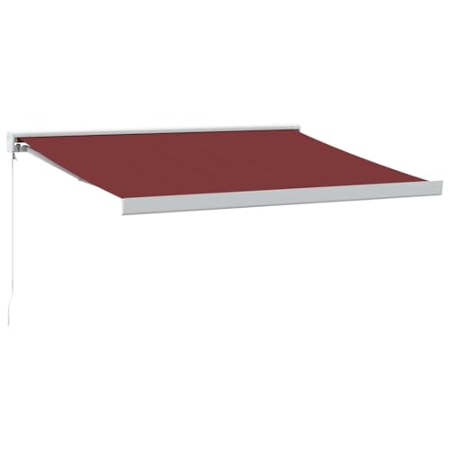 Manuell einziehbare Markise 350 x 250 cm – Burgunderrot Outdoor Baldachin UV-Schutz wetterbeständig Terrassenschatten Einfache Installation Stilvolles Heimwerken von Generisch