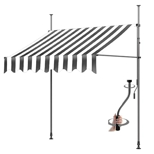 Manuell einziehbare Markise for den Außenbereich, einziehbare Markisen for Terrasse, Tür oder Fenster – kein Bohren erforderlich, Baldachin mit UV-Schutz und wasserdicht(7,125.98x59in/320x150cm) von Generic
