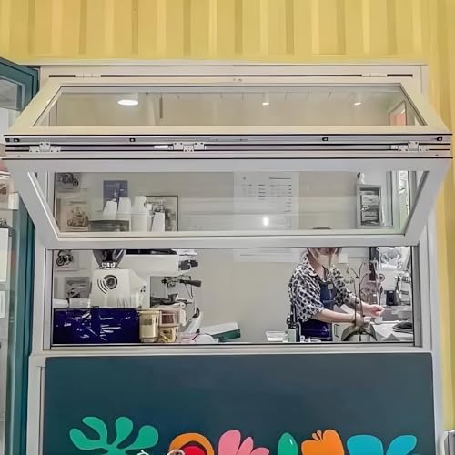 Manuell verschiebbares Konzessionsfenster mit verstärktem Glas, abschließbare Belüftung, faltbares Design für Küche, Schuppen und Bar-Serving Manuell verschiebbares Konzessionsfenster mit verstärktem Glas, abschließbare Belüftung, faltbares Design für Küche, Schuppen und Bar-Serving von Generisch