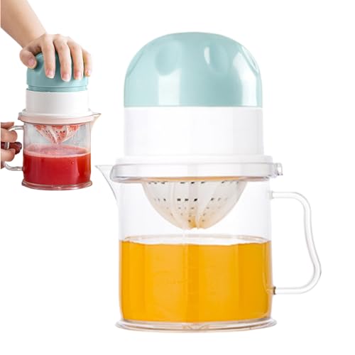 Manueller Entsafter,Manuelle Zitruspresse Mit Sieb Und 450ml Sichtbecher | Fruchtfleischfreier Entsafter Mit 450ml Durchsichtiger Behälter Küchenhelfer Für Reise Wohnheim Zuhause Limette Guave von Generisch