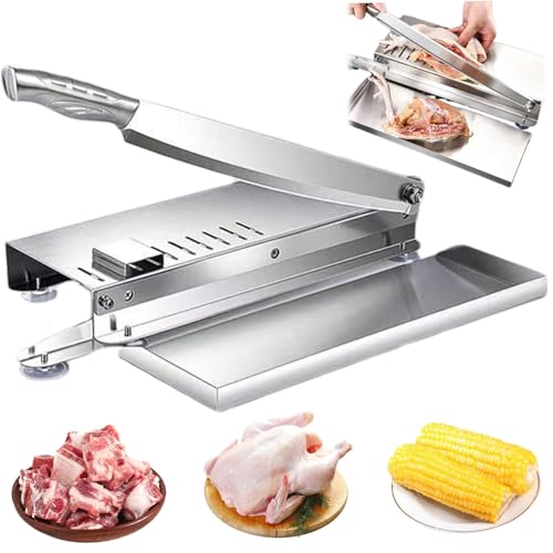 Manueller Fleischschneider, Edelstahl Fleischschneider mit rutschfestem Griff und Futtertablett für Fisch, Huhn, Rind, Gemüse & Delikatessen von Generisch