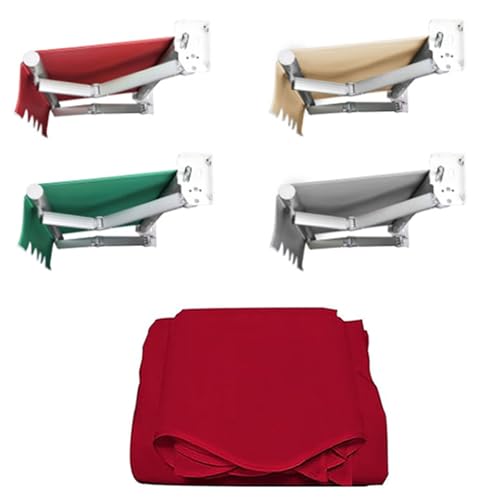 Manuelles Terrassenmarkise, einziehbar, 2,5 x 2 m, Sonnenschutz, für den Außenbereich, grauer Unterschlupf, Gartenmarkisenstoff, Ersatz für Deck, Balkon und Terrasse, Rot 3,7 x 3 m von Generisch