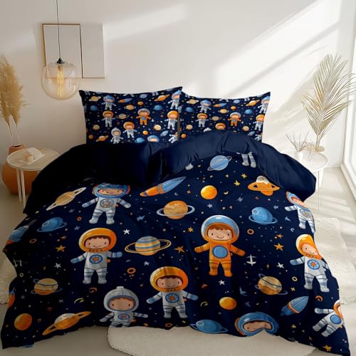 Marineblau Bedruckte Bettwäsche, Cartoon Niedlich Astronaut Sterne Bedruckte Allergiker Bettbezüge aus Microfaser mit Reißverschluss - 135 x 200 cm für Kinder Jungen Teenager Bettbezug-Set Marineblau Bedruckte Bettwäsche, Cartoon Niedlich Astronaut Sterne Bedruckte Allergiker Bettbezüge aus Microfaser mit Reißverschluss - 135 x 200 cm für Kinder Jungen Teenager Bettbezug-Set von Generisch