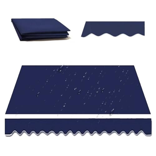 Marineblau Markisenstoff Ersatz 250x150/300x250cm Outdoor Klemmmarkise Baldachin Material Polyester für Balkon & Fenster (2,4x2,0m) - & witterungsbeständig von Generisch