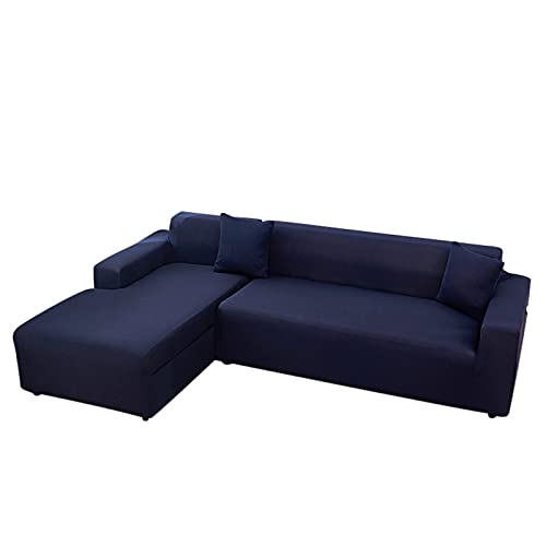 Marineblauer Sofabezug für 4-Sitzer, dehnbarer Polyester-Schonbezug für Sektionalsofa, einfarbiger Möbelschutz, leicht zu reinigen, langlebig und stilvoll von Generisch