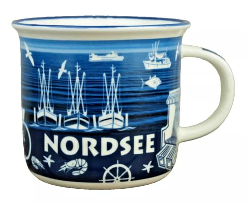 Maritimer Keramik Becher - Nordsee - 325ml Kaffeebecher Tasse Teebecher (1386) von Generisch