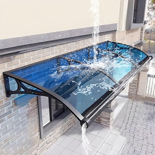 Markise für Türeingang mit Ablaufspüle, Polycarbonat-Abdeckung, UV- und Regenschutz für Veranda, Terrasse, Deck von Generisch