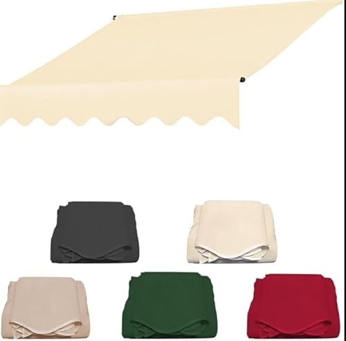 Markisenbespannung Ersatz Markisenstoff Für Terrasse, Terrassenüberdachung Stoff Ersatz, Markise Ersatzstoff Mit Volant Balkonmarkise Sonnenschutz Stoff-Beige||3.5m von Generisch