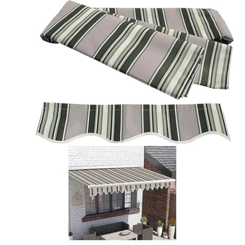 Markisenstoff einziehbar Ersatz - Sonnenschutz Baldachin für Garten Balkon & Hof - 3,5x3m 4x3m 5x3m Streifen Markisentuch mit Volant für Geschäfte von Generisch