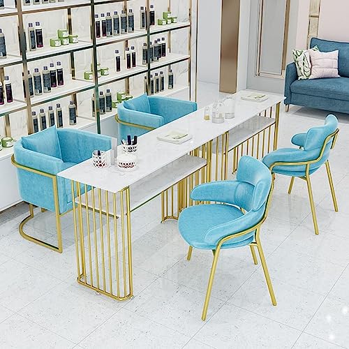 Marmor Beauty Maniküretisch mit Ablagefach für Salon Spa tragbar und einfach zu montierender Nagelschreibtisch (Gold 100 x 45 x 75) von Generisch