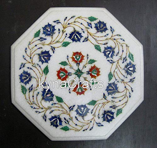 Marmor-Couchtischplatte I Marmor-Beistelltischplatte I Marmor-Terrassen-Beistelltischplatte I Schöne Tischplatte I Blumen-Kunst-Tischplatte I Boho-Tischplatte 30,5 x 30,5 cm von Generisch