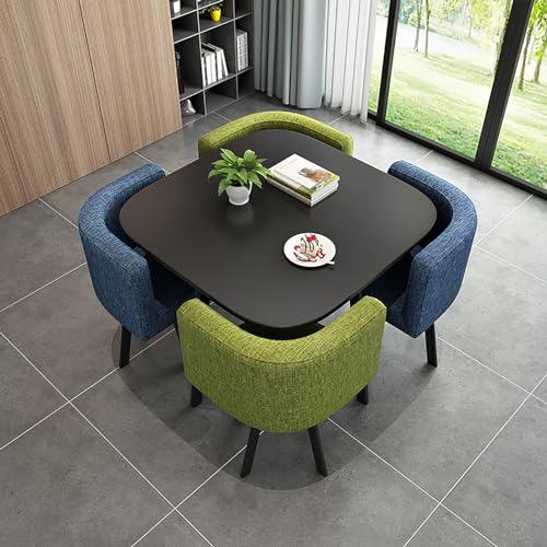 Marmor Runder Esstisch für 4 mit Stühlen Büro Empfang Schreibtisch und Stuhl Set - Modernes Tischset für Lounge, Wohnzimmer - 4 Stühle inklusive von Generisch