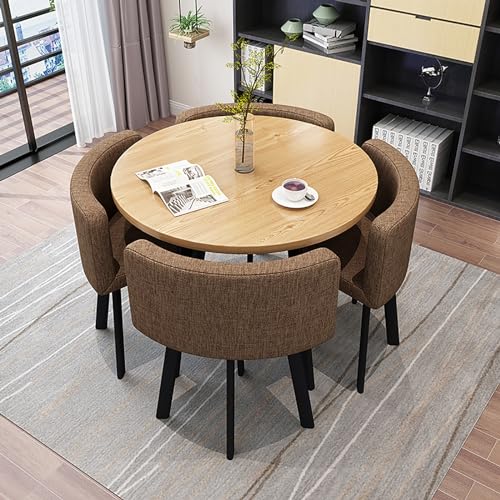Marmor Runder Esstisch für 4 mit Stühlen Büro Empfang Schreibtisch und Stuhl Set - Modernes Tischset für Lounge, Wohnzimmer - 4 Stühle inklusive von Generisch