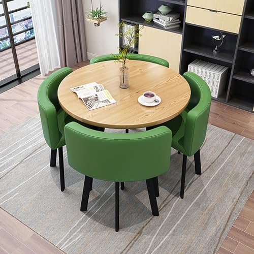 Marmor Runder Esstisch für 4 mit Stühlen Büro Empfang Schreibtisch und Stuhl Set - Modernes Tischset für Lounge, Wohnzimmer - 4 Stühle inklusive von Generisch