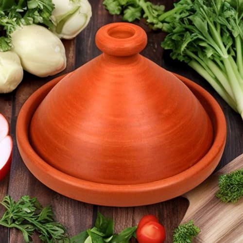 Marokkanische Tajine zum Kochen, original aus marokko, für 4-5 Person, Ø 30 cm, handgetöpfert Marrakesch, frei von Schadstoffe, unglasiert, Tagine Tajin, natur Handmade Terracotta… von Generisch