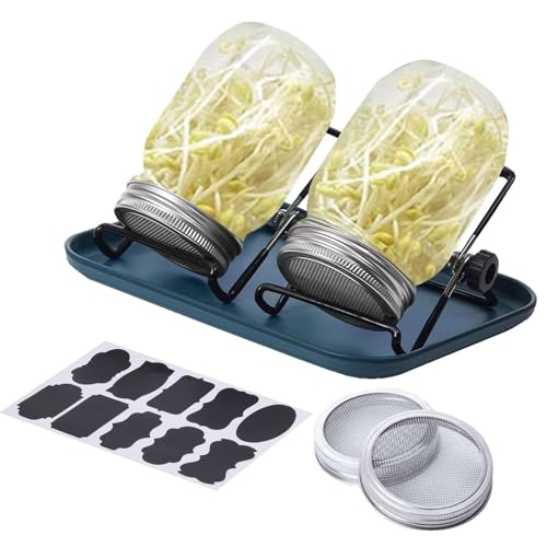 Masonglas Sprouting Kit - Edelstahlregal mit breiten Mundgläser | Anfänger -Mikrogreen -Wachstumskit für Küchentheke, Alfalfa Brokkoli Sprossen wachsen Set, wiederverwendbare Samenkeimungsgläser Masonglas Sprouting Kit - Edelstahlregal mit breiten Mundgläser | Anfänger -Mikrogreen -Wachstumskit für Küchentheke, Alfalfa Brokkoli Sprossen wachsen Set, wiederverwendbare Samenkeimungsgläser von Generisch