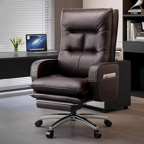 Massage-Bürostuhl, Chefsessel mit Fußstütze, Computer-Schreibtischstuhl mit 7-Punkt-Massage, Arbeitsstühle mit Rollen, Leder, hohe Rückenlehne, Drehstuhl mit gepolsterter Armlehne von Generisch