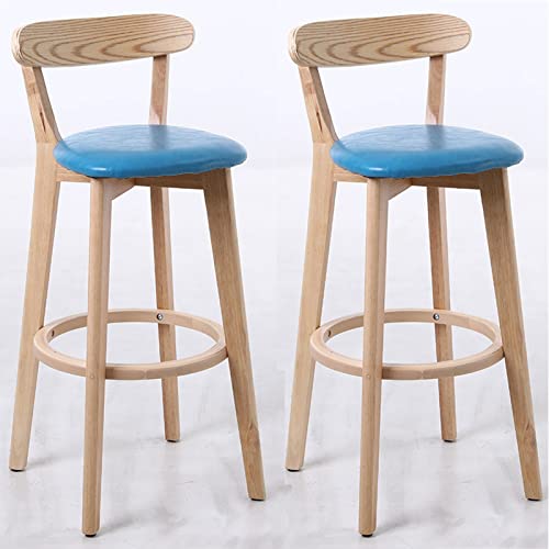 Massivholz Barhocker 2er Set für Küchentheke Insel Moderner Stil Barstühle mit Rückenlehne und Fußstützen Höhenverstellbar Frühstück Barhocker Massivholz Barhocker 2er Set für Küchentheke Insel Moderner Stil Barstühle mit Rückenlehne und Fußstützen Höhenverstellbar Frühstück Barhocker von Generisch