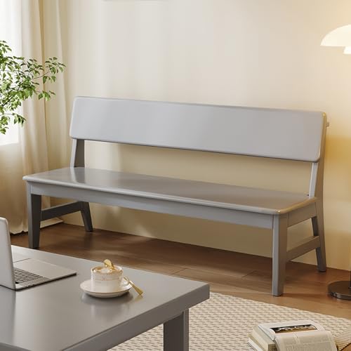 Massivholz Bauernhaus Bank mit Rückenlehne Rustikale Eingangsbank Langbank für Wohnzimmer oder Esstisch Doppel Lange Bank für Wohnzimmer oder Balkon Grau 120 * 45 * 60 cm von Generisch