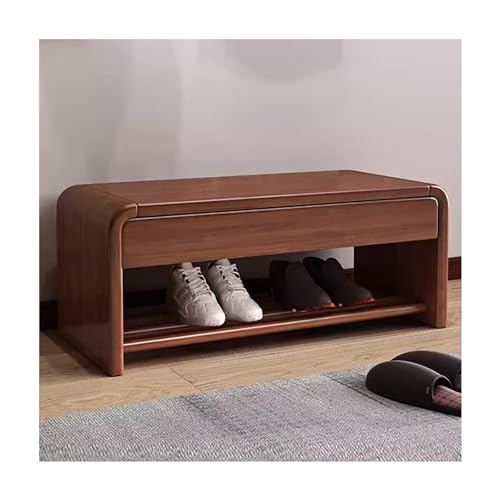 Massivholz Bauernhaus Schuhregal Bank mit Stauraum Eingang Flur Bank Sitz für kleine Räume - Indoor Mud Room Möbel Braun (80 x 30 x 35 cm) von Generisch