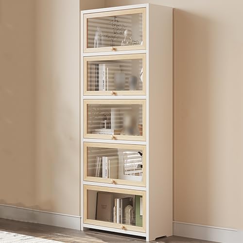 Massivholz-Bücherregal mit nach innen klappbarer Tür, Aufbewahrungsschrank im Industrie-Stil, für vielseitige Präsentation und Organisation im Schlafzimmer, Büro, Küche, Wohnzimmer von Generisch