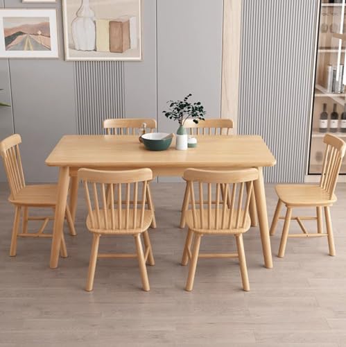 Massivholz Esstisch Set für 6 mit Stühlen Modern Rechteckig Küchenmöbel 7-teiliges Set 129,5 x 80 x 74,9 cm Massivholz Esstisch Set für 6 mit Stühlen Modern Rechteckig Küchenmöbel 7-teiliges Set 129,5 x 80 x 74,9 cm von Generisch