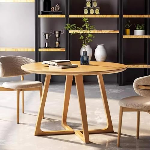Massivholz Mid Century Moderner Esstisch Rund Bauernhaus Küche & Esszimmertisch für 2-4 Personen Freizeit Couchtisch von Generisch
