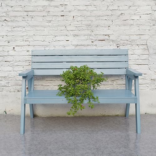 Massivholz Outdoor Bank mit Rückenlehne und breiter Armlehne, wetterfeste Lattenterrassenbank für Garten, Veranda, Hof und Rasen von Generisch